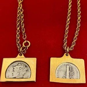Liberty Silver Mercury Dime coin necklace US NWT
